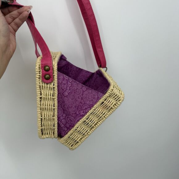 Craftabelle Woven Wicker Crossbody Bag Picnic Purse Faux Leather Boho - Picture 10 of 12